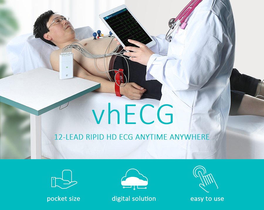 portable wireless bluetooth medical degreed 12 channel electrocardiogram vhecg icv200(ble)