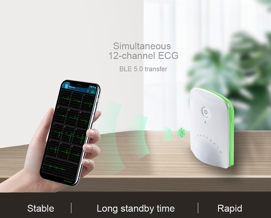 portable wireless bluetooth 12 channel electrocardiogram ecg ekg machine vhecg icv200s for ipad iphone