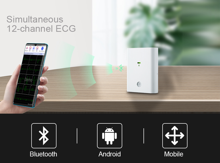 small size wireless bluetooth 12 channel smart ecg for android icv200