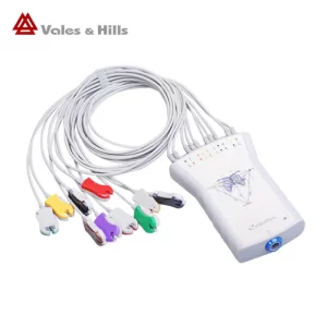 simultaneous 12 lead stress ecg device with handheld grey fan type ecg box