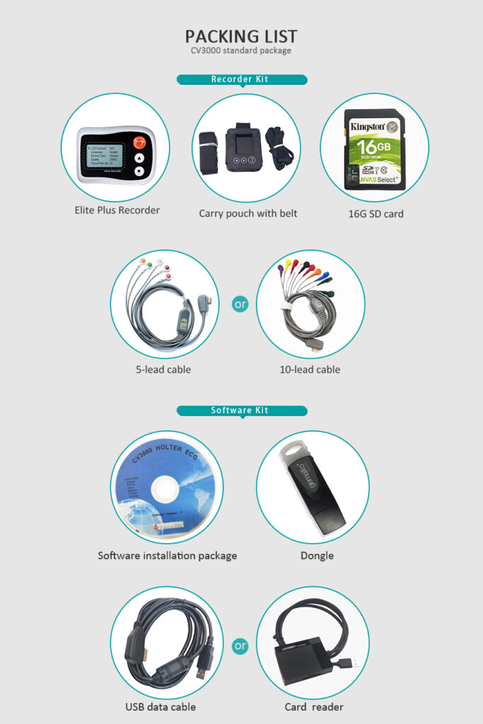 high quality lcd 3 channel 12 lead holter ecg ekg monitor with ce fda